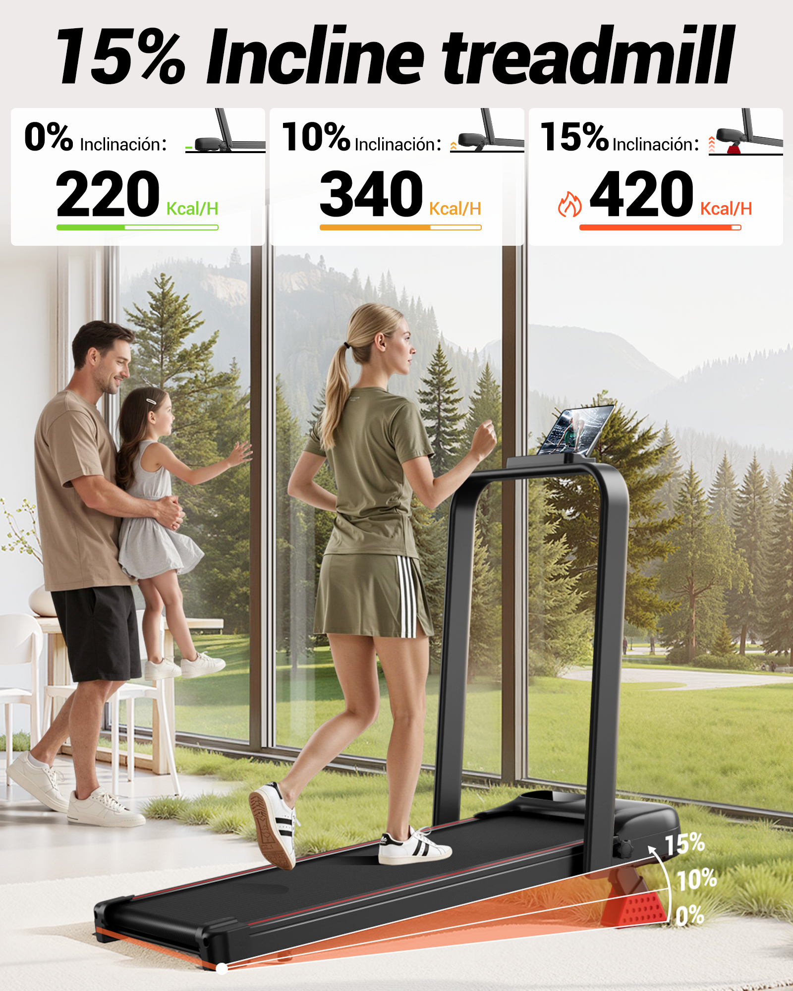 CURSOR U18F Folding 3-in-1 Walking Pad with 10%/15% Incline 6.5MPH