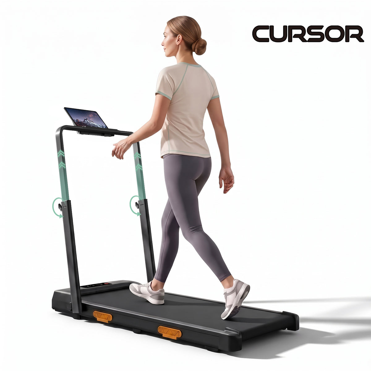 CURSOR FITNESS Walking Pad with Adjustable Height,Under Desk Treadmill for Home Office,Folding Treadmill with 3.0 HP Motor,LED Display,Remote Control,350 lb Capacity
