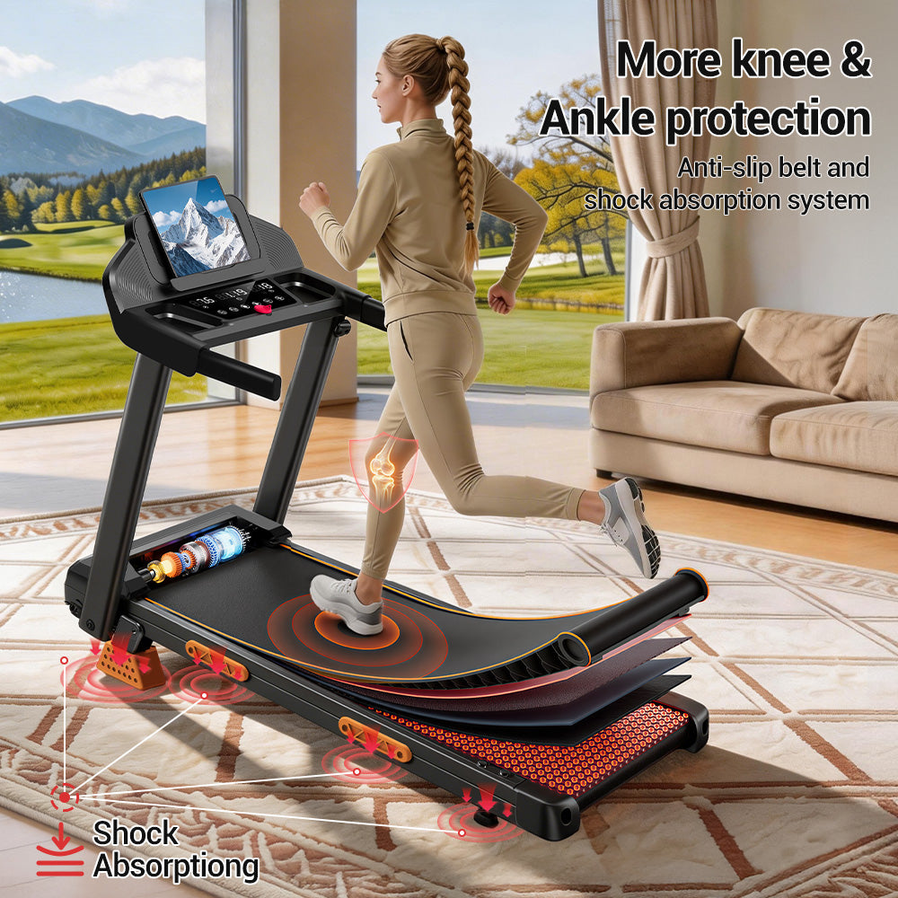 CURSOR SF20 Foldable Treadmill with Wider Three Screen & Holder, 15% Incline & MAX 7.2MPH (New Upgrade)