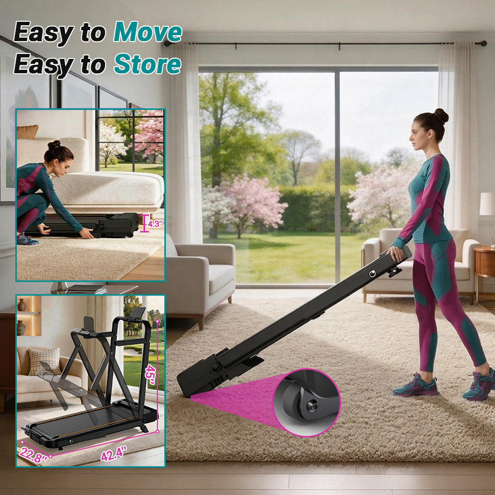 CURSOR X5F Folding 3-in-1 Portable Treadmill with 16% Incline Max 6.5MPH