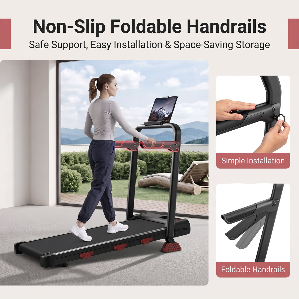 CURSOR FITNESS Folding Walking Pad with 15% Incline & Adjustable Handlebars, 2.5HP, 6.2 MPH Under Desk Treadmill for Home,300 lbs Capacity