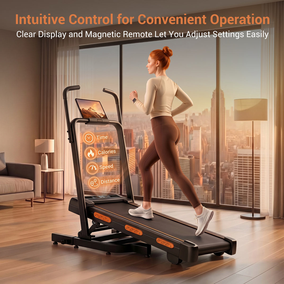 CURSOR FITNESS Folding Treadmill with 39% Incline & Elevated Dual Handrails,5 Incline,3.0HP,0.6-6.2MPH,350 lbs Capacity,LED Display & Remote Control