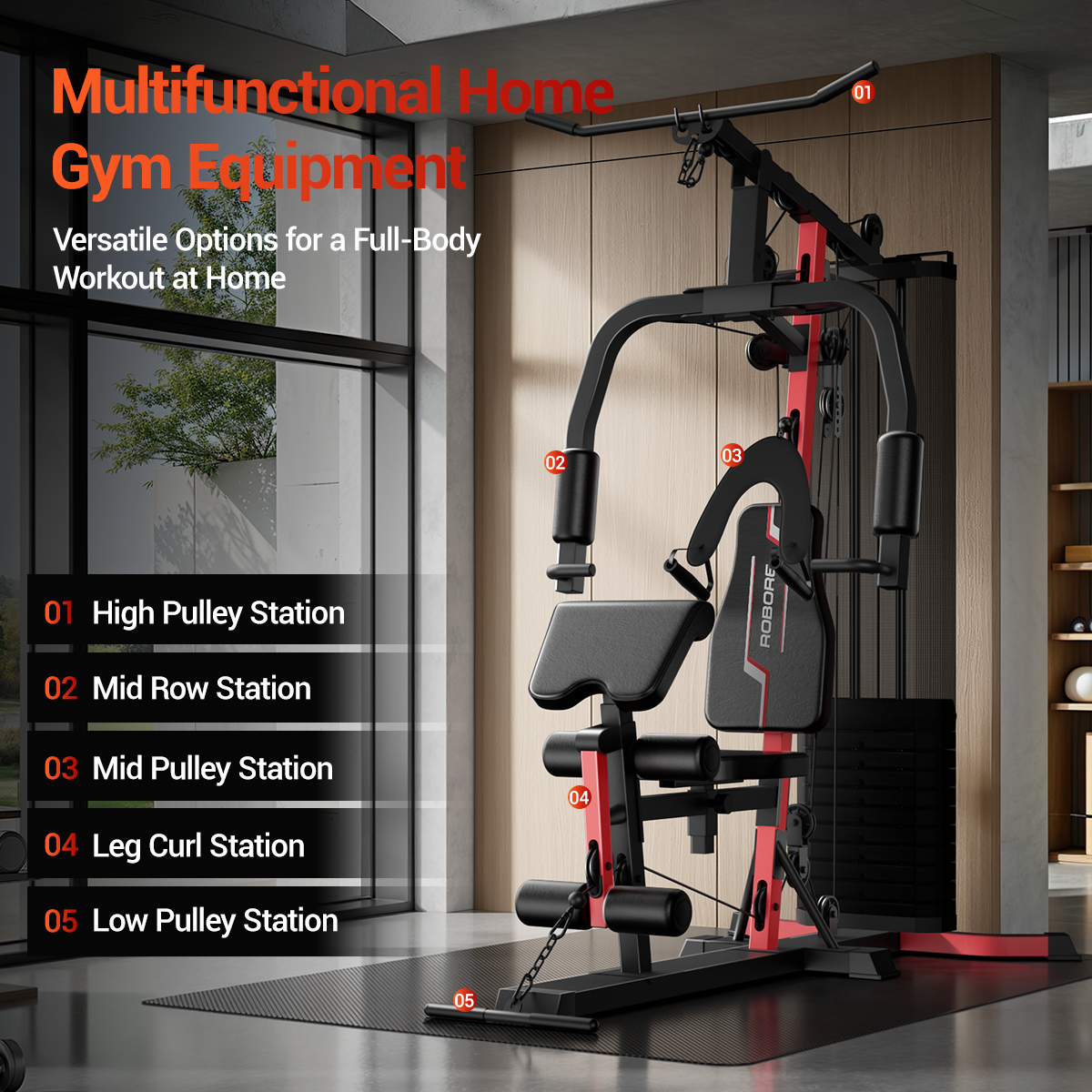 CURSOR ROBORE Series Workout Station with 160LBS Weight Stack