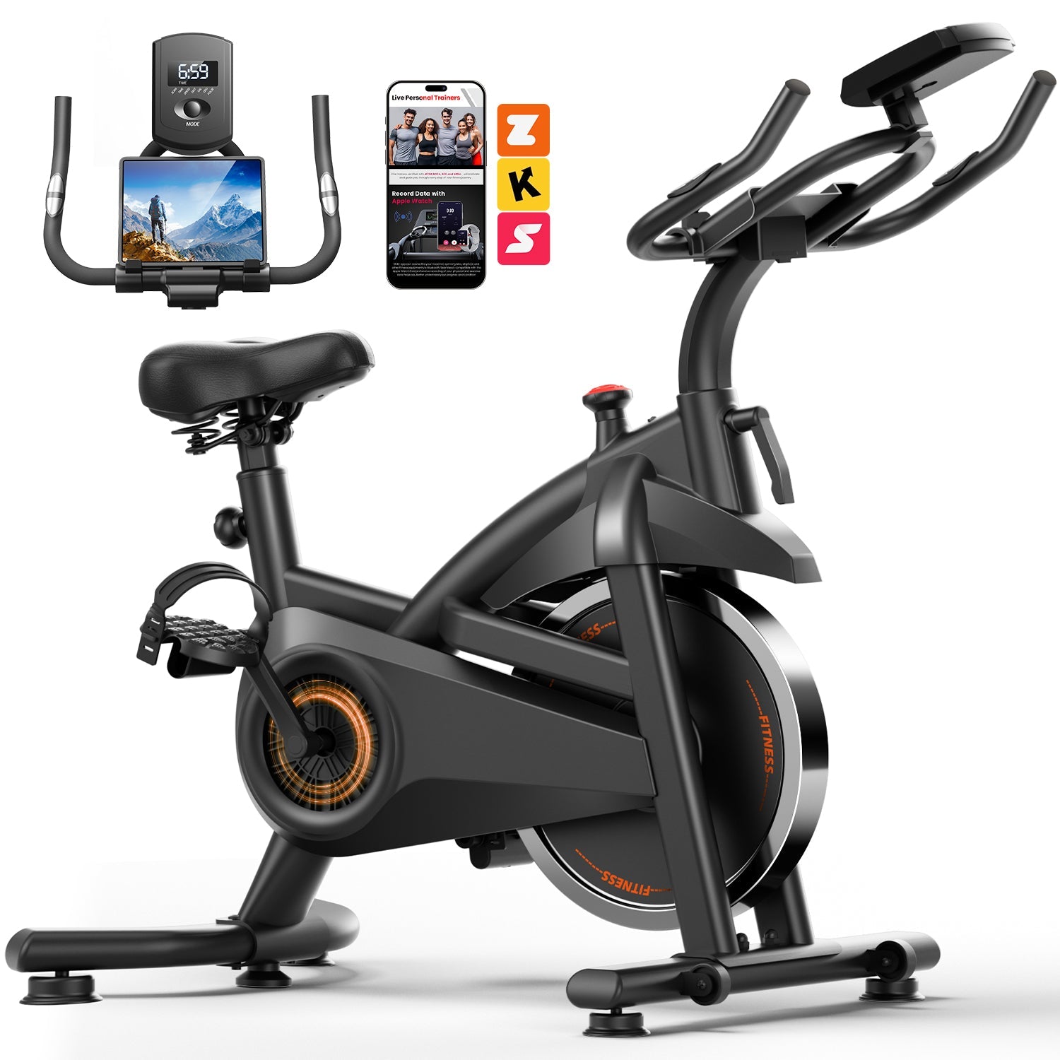 CURSOR CBE30 Carbon Steel Exercise Bike with 100 Levels Resistance & App
