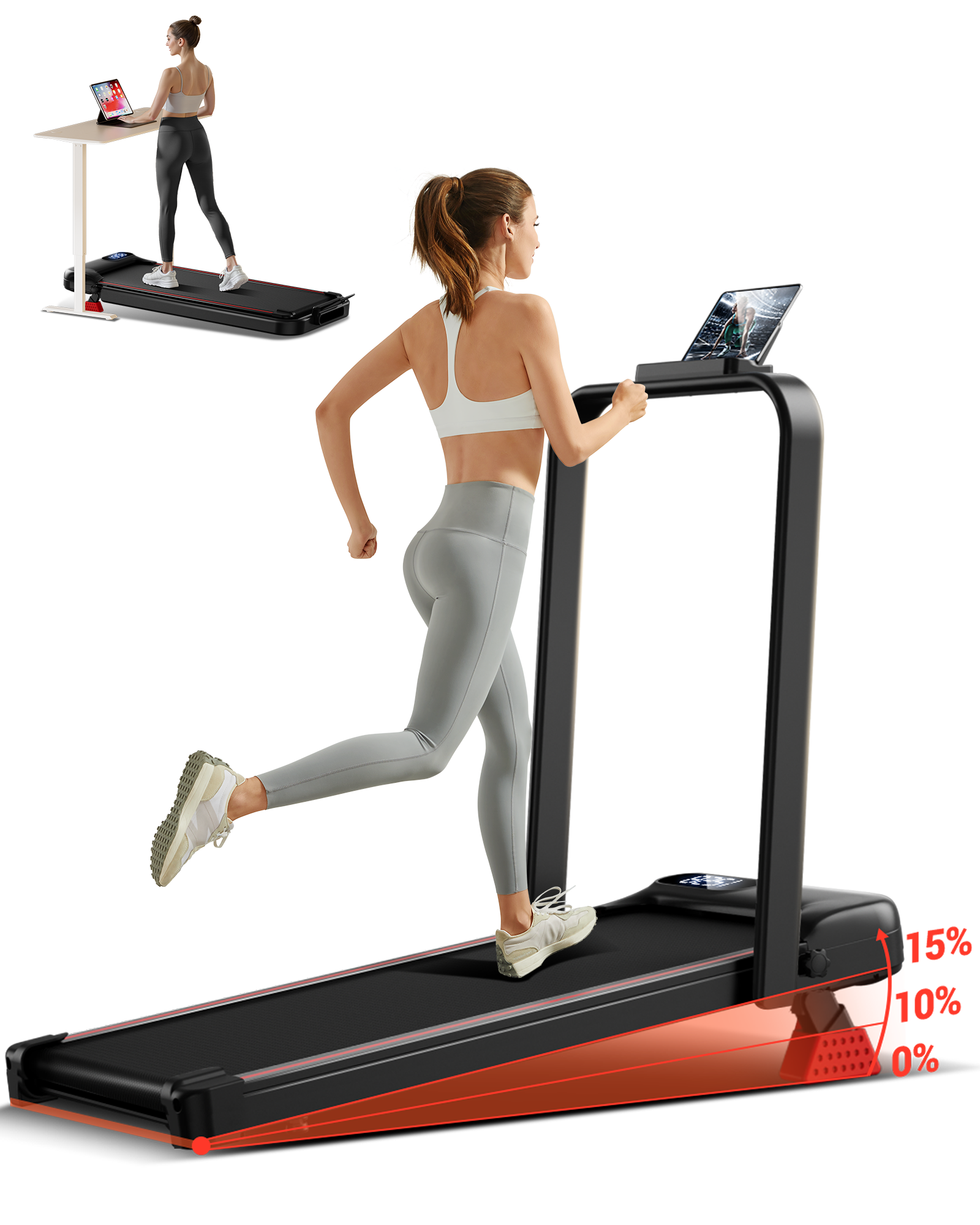 CURSOR U18F Folding 3-in-1 Walking Pad with 10%/15% Incline 6.5MPH
