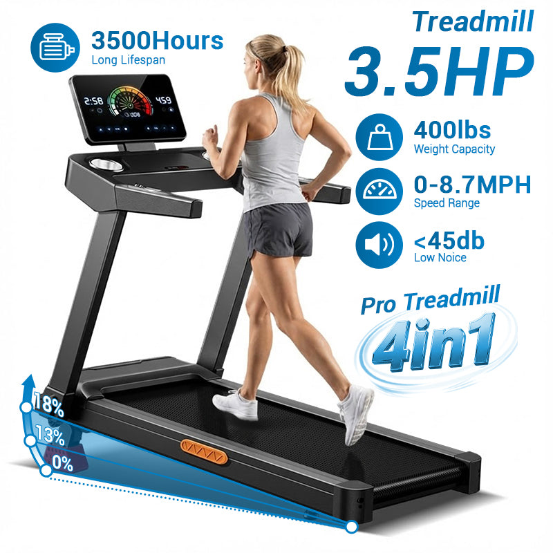 CURSOR L20 Foldable Treadmill with 20% Manual Incline, 8.7MPH & 400LBS Capacity