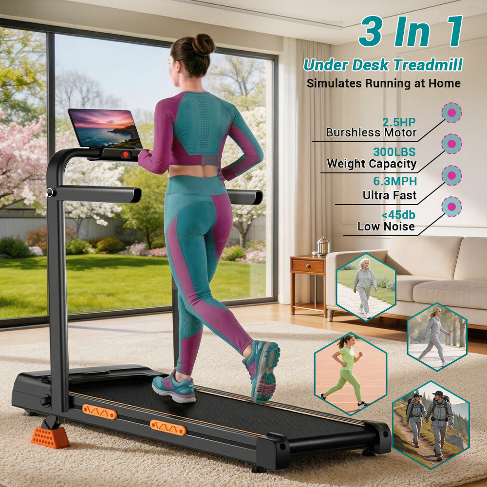 CURSOR X5F Folding 3-in-1 Portable Treadmill with 16% Incline Max 6.5MPH