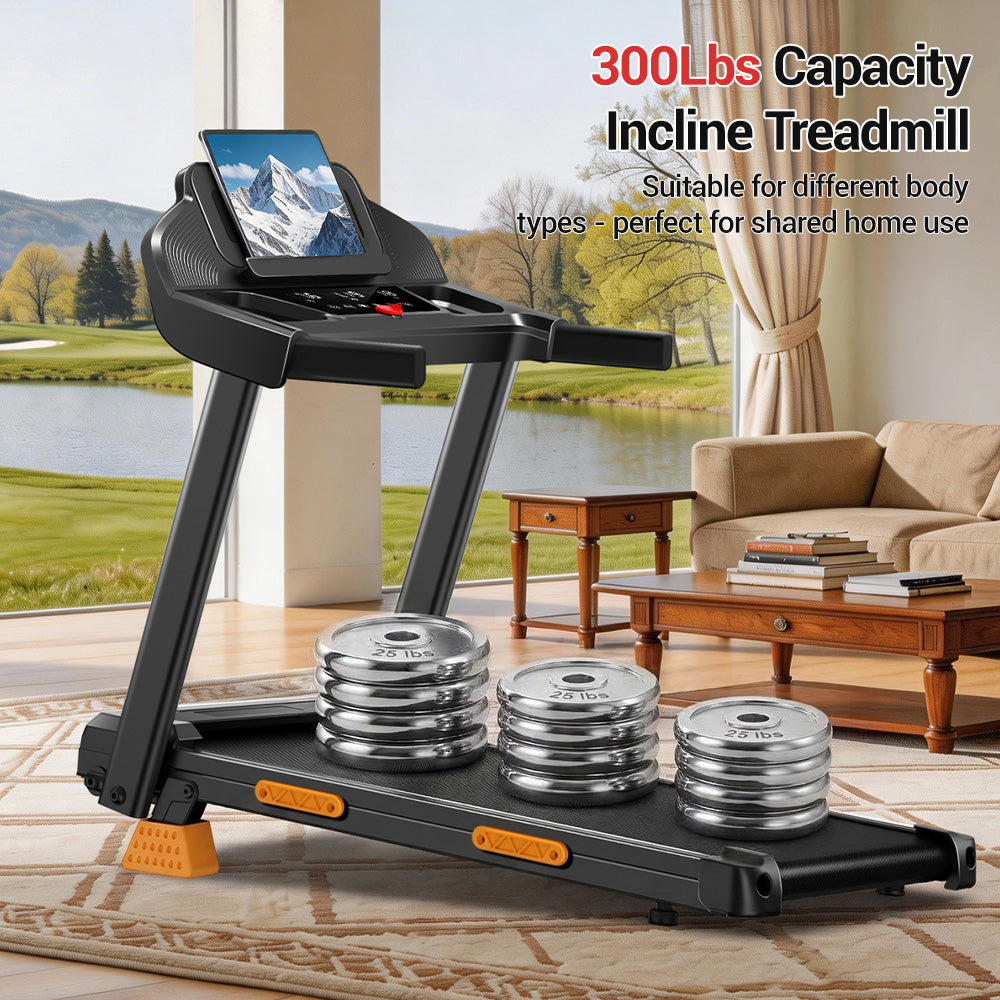 CURSOR SF20 Foldable Treadmill with Wider Three Screen & Holder, 15% Incline & MAX 7.2MPH (New Upgrade)