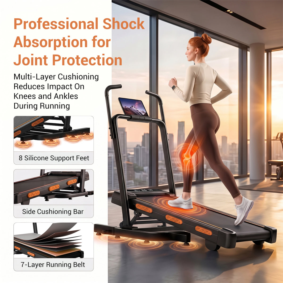CURSOR FITNESS Folding Treadmill with 39% Incline & Elevated Dual Handrails,5 Incline,3.0HP,0.6-6.2MPH,350 lbs Capacity,LED Display & Remote Control