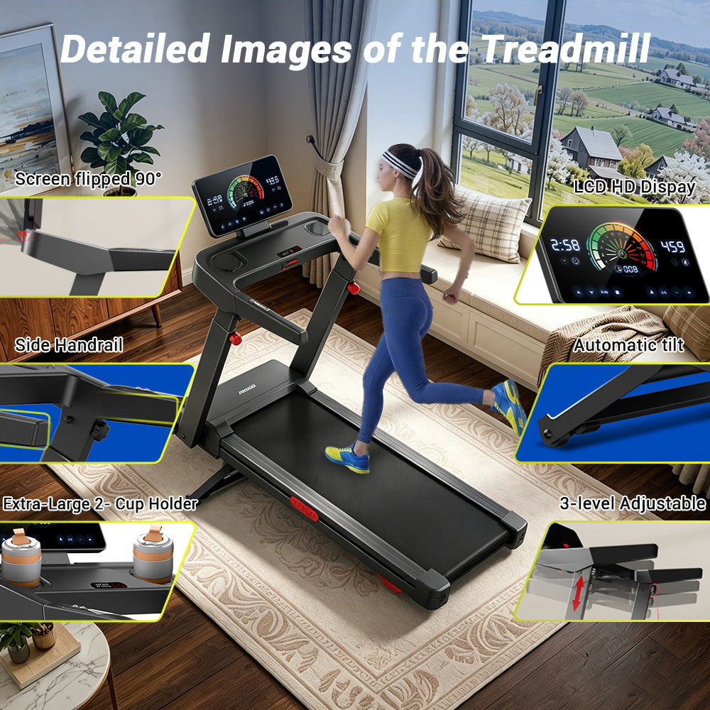 CURSOR L10 Foldable Treadmill 20% AUTO Incline with Pulse Sensors 8.7MPH