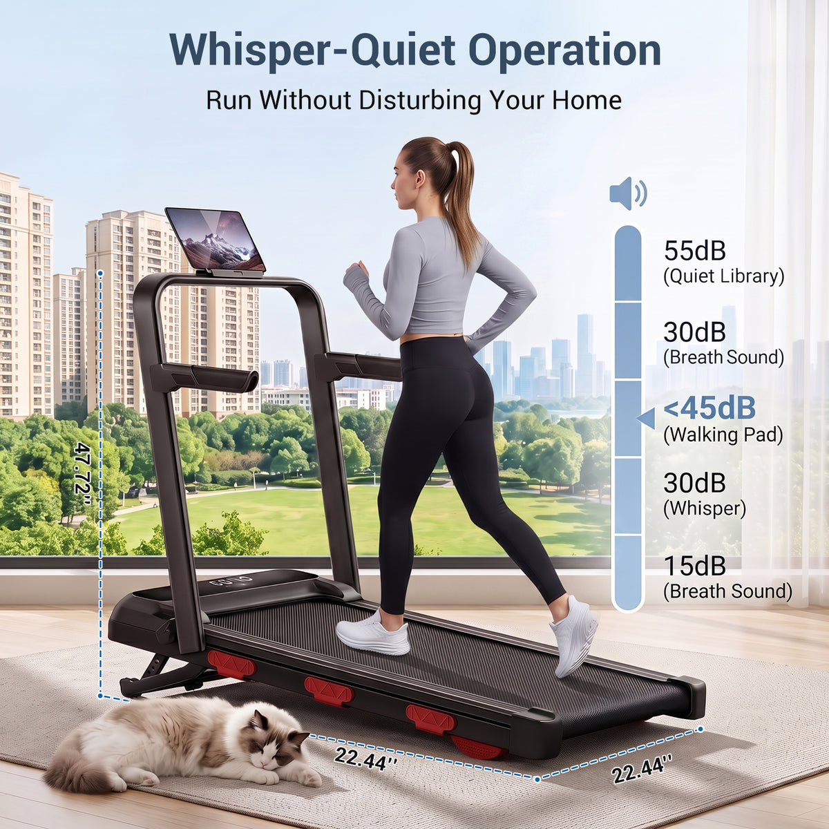 CURSOR FITNESS 4‑in‑1 Foldable Treadmill with 12% Auto Incline & Handle Bar, 2.5HP, 0.6‑7.5MPH, Walking Pad Treadmill for Home and Office,300lbs Capacity