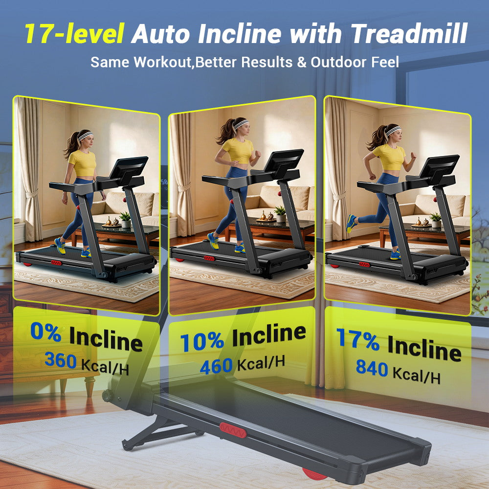 CURSOR L10 Foldable Treadmill 20% AUTO Incline with Pulse Sensors 8.7MPH