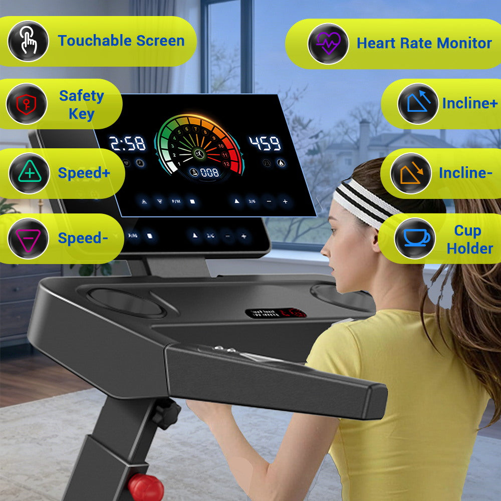 CURSOR L10 Foldable Treadmill 20% AUTO Incline with Pulse Sensors 8.7MPH