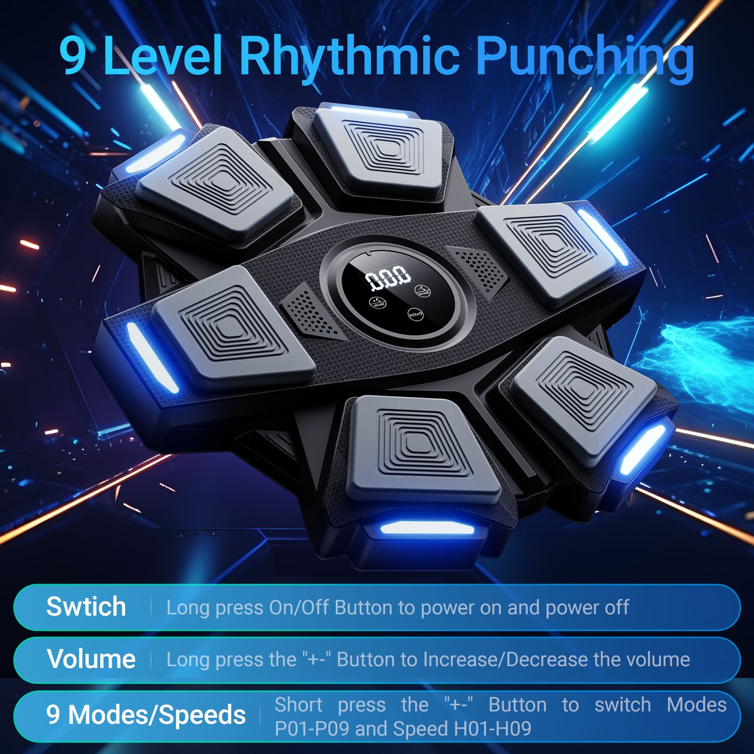 Umay Smart Music Boxing Machine, Bluetooth Interactive Punching Trainer with Boxing Gloves