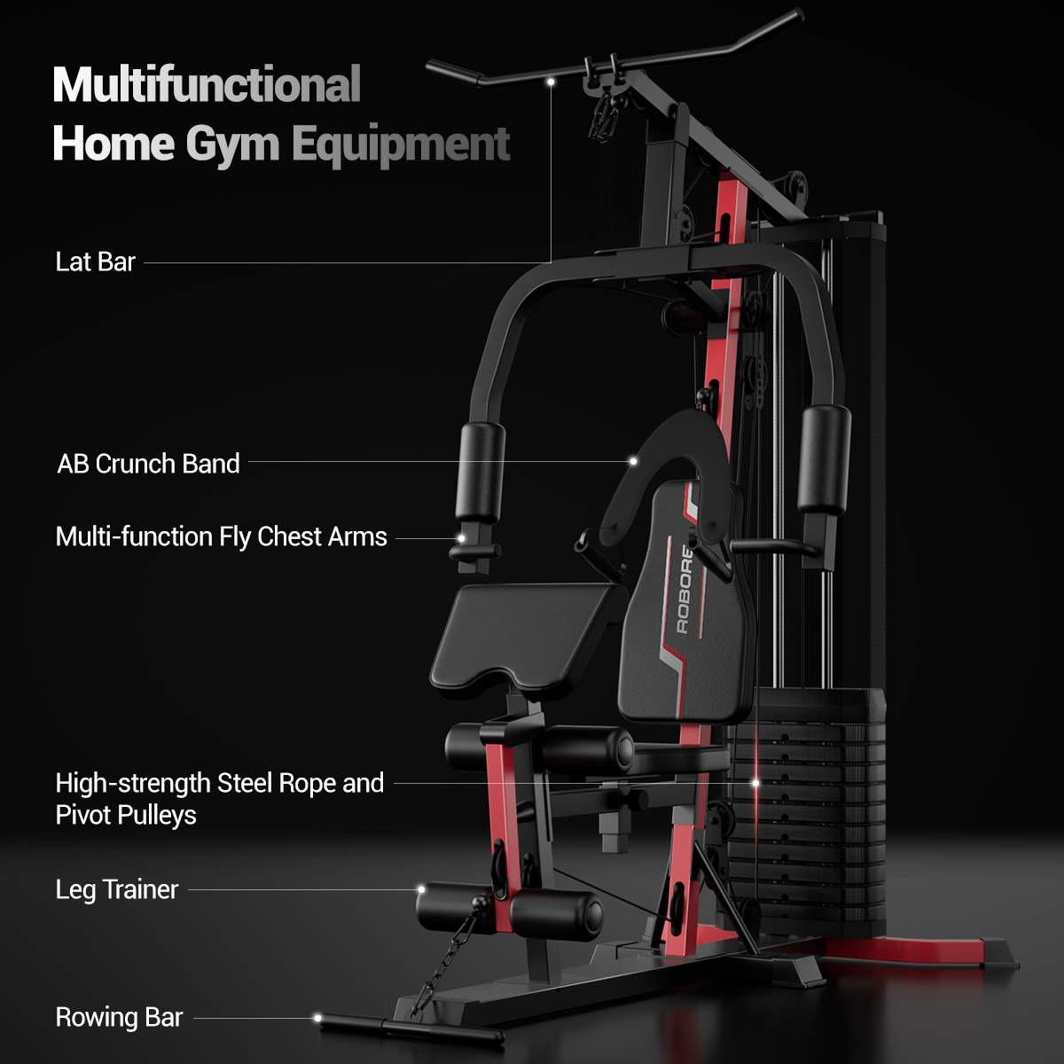 CURSOR ROBORE Series Workout Station with 160LBS Weight Stack
