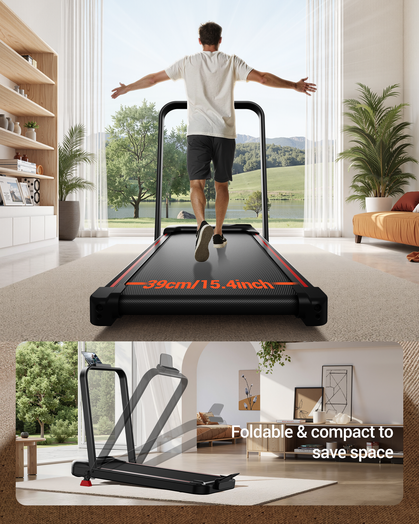 CURSOR U18F Folding 3-in-1 Walking Pad with 10%/15% Incline 6.5MPH