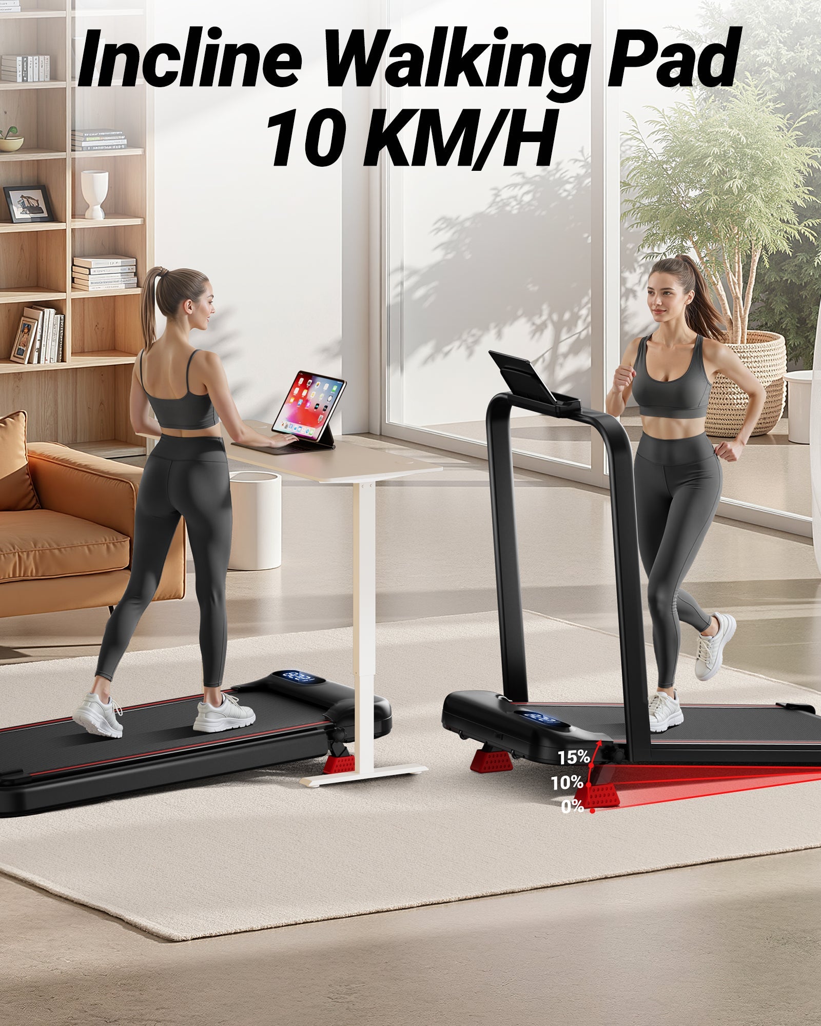 CURSOR U18F Folding 3-in-1 Walking Pad with 10%/15% Incline 6.5MPH
