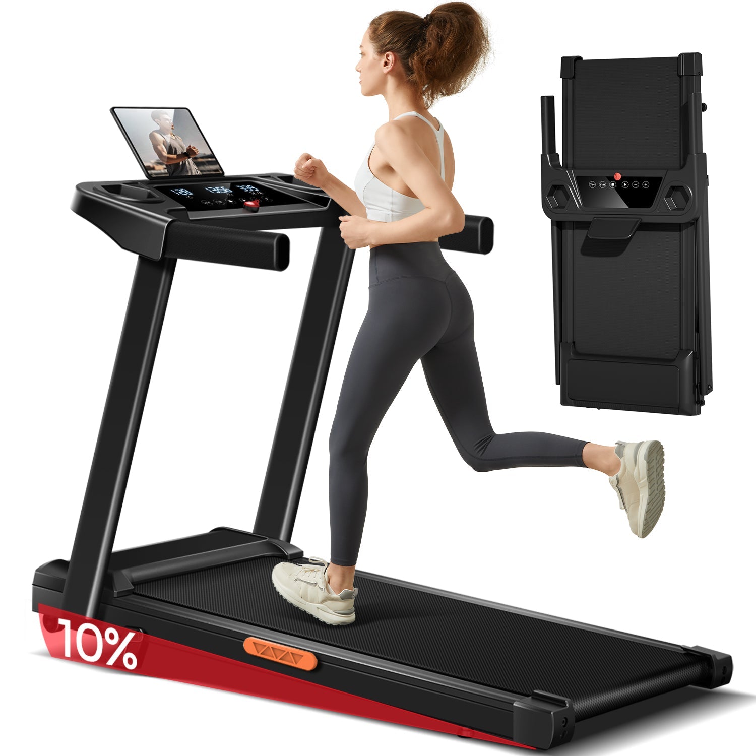 CURSOR SF10 Foldable Treadmill with 10%/15% Incline for Home and Office